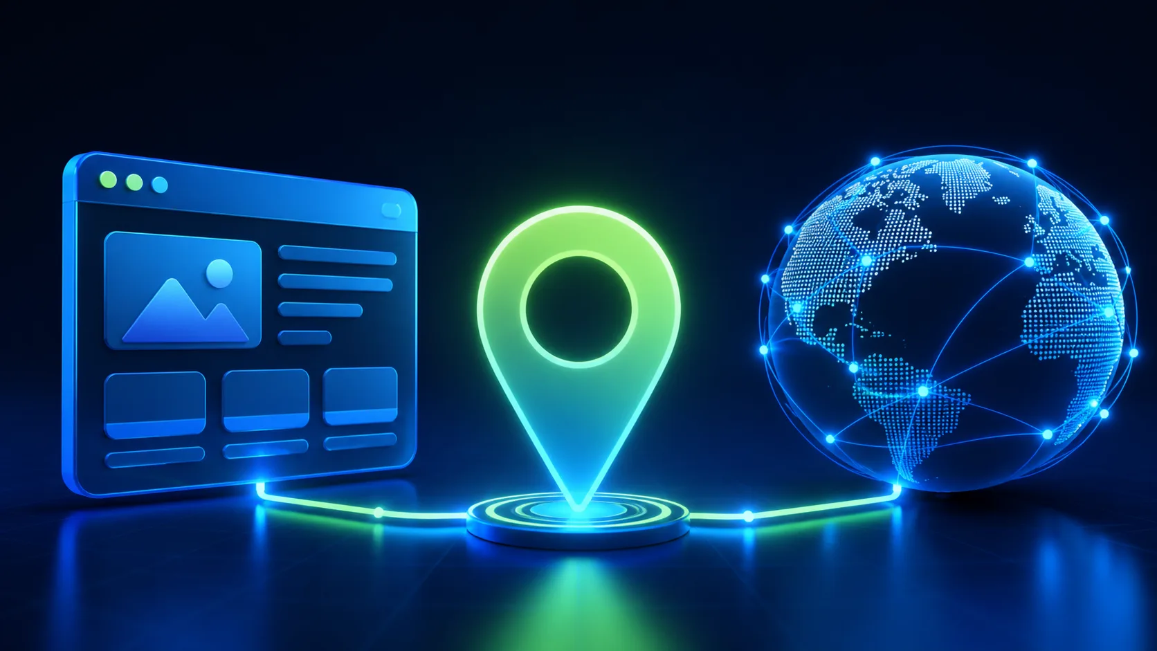 Dirección digital conectada con una página web y una red global